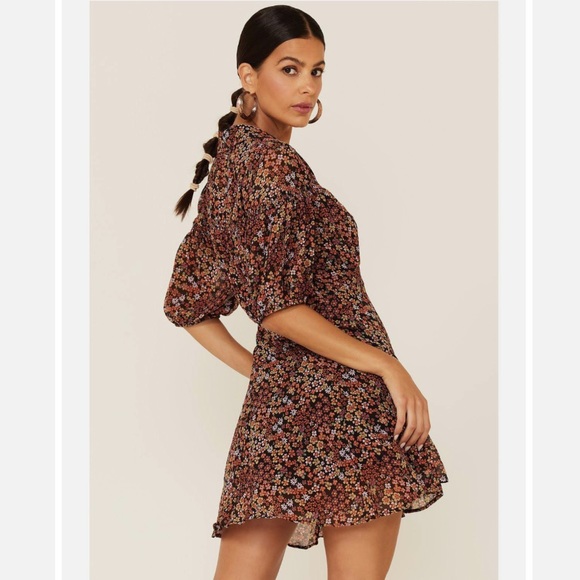 Free People Bonnie Mini Dress Women's  Dusk Combo Floral Print NWT - Picture 1 of 16
